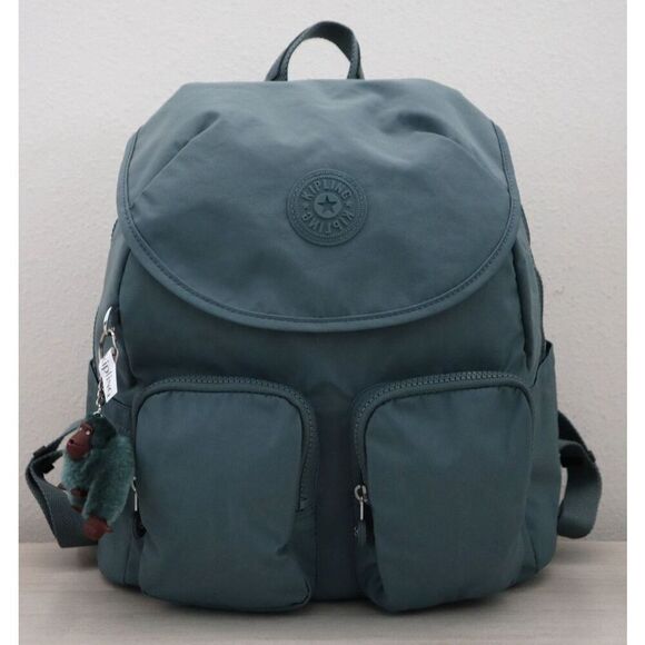 Kipling KI0365-0FE Size Medium Light Aloe Tonal Green Fiona Nylon Backpack - Picture 1 of 14